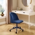 thumbnail image 4 of Linon Alondra Upholstered Mid Back Office Desk Chair with Castors, Navy Blue, 4 of 18