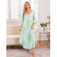 thumbnail image 2 of Ekouaer Nightgown for Women Long Nightshirt Maxi Sleepshirts V Neck Loungewear 3/4 Sleeve Sleepwear Full Length Sleep Dress, 2 of 6