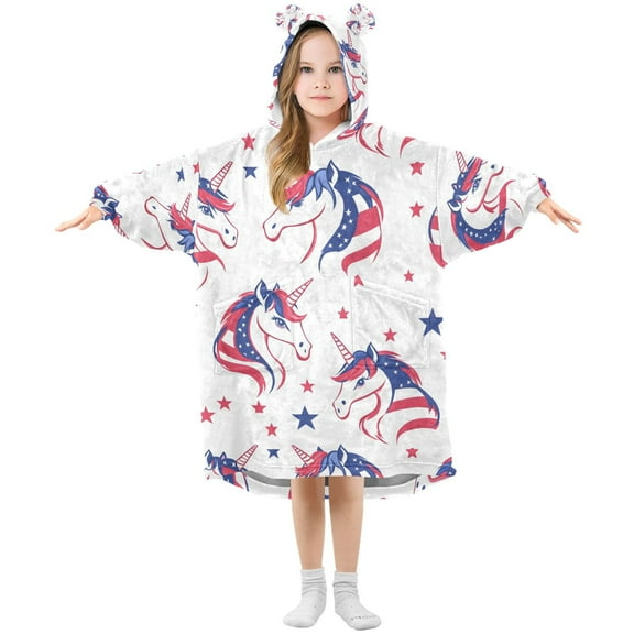 joogoo Wearable Blanket Hoodie for Unicorns Stars Oversized Sherpa Hooded 3-14 YR M