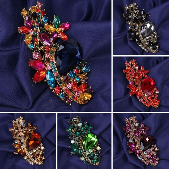 Walbest Waterdrop Faux Crystal Flower Brooch Rhinestones Elegant Clothing Accessories, Sweater Cardigan Coat Business Suit Lapel Pin Fashion Jewelry Gift