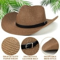 thumbnail image 4 of EINSKEY Straw Cowboy Hats for Men, Western Cowgirl Hat Women Wide Brim Fedora for Beach,Brown, 4 of 7