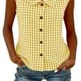thumbnail image 6 of Lcziwo Button Down Tank Tops for Women Summer Business Work Dress Blouses Sleeveless Peter Pan Collar Gingham Shirts Yellow,XL, 6 of 9