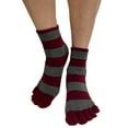 thumbnail image 5 of Couver Soft Cotton White Striped Ankle Toe Socks 1 Pair, Small, Black / Gray, 5 of 11