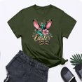 thumbnail image 1 of UPPADA Femmes Heureux Easter T-Shirt Bunny Lapin Graphique T-Shirt Manche Courte Drôle Lettres Imprimées Chemises Manche Courte Col Rond Tuniques Hauts Vert Armée,m, 1 of 5