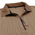 thumbnail image 7 of AHTJRT Mens Sporty Short Sleeve Zip Up Golf Tops Flexible Fit for Golf Khaki S, 7 of 7