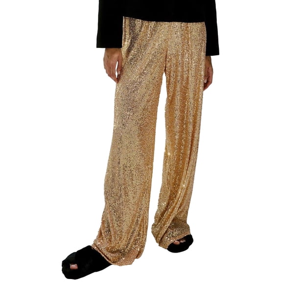 Women's Pants Fashion Casual Pants For Women Wide Leg Sequin Elastic High Waisted Glitter Dance