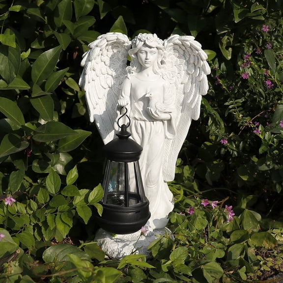 Solar Powered Waterproof Angel Lantern Statue, Memorial Sympathy Gift for Loss of Loved One, Outdoor Decor Sculpture for Yard Patio Lawn Cemetery
