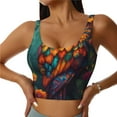 thumbnail image 1 of Balery Colorful Owl Forest Sujetadores deportivos con espalda cruzada para mujer, acolchados, sin costuras, de alto impacto, ideales para yoga, gimnasio, entrenamiento y fitness.-X-Large, 1 of 8