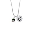 thumbnail image 2 of Delight Jewelry Silvertone Wide Lime Green Cheetah Print Band Spinner Silvertone Script Initial Disc - W - Charm Necklace, 20"+3", 2 of 4