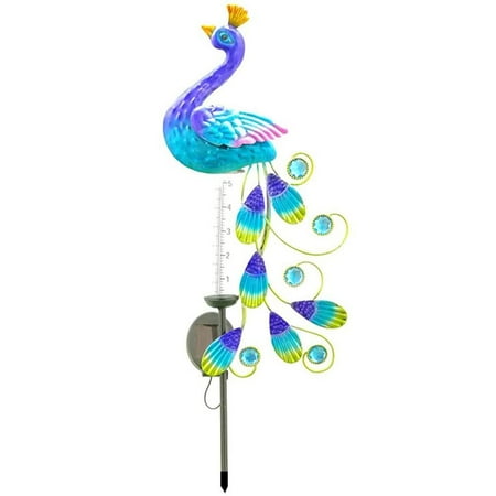 

Outdoor Solar Lights Peacock Light with Rain Gauge Solar LED Light Metal Yard Garden Lawn Decor