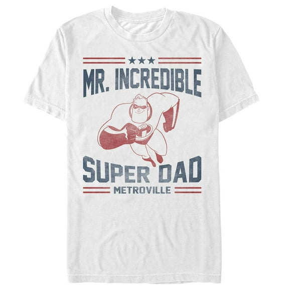 Men's The Incredibles Super Dad Metroville  Graphic Tee White 2X Large