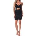 thumbnail image 2 of Vestido Mini Brillante INSPIRE CHIC para Mujeres, Vestidos Bodycon con Corte y Fruncido, Talla XS, Negro, 2 of 6