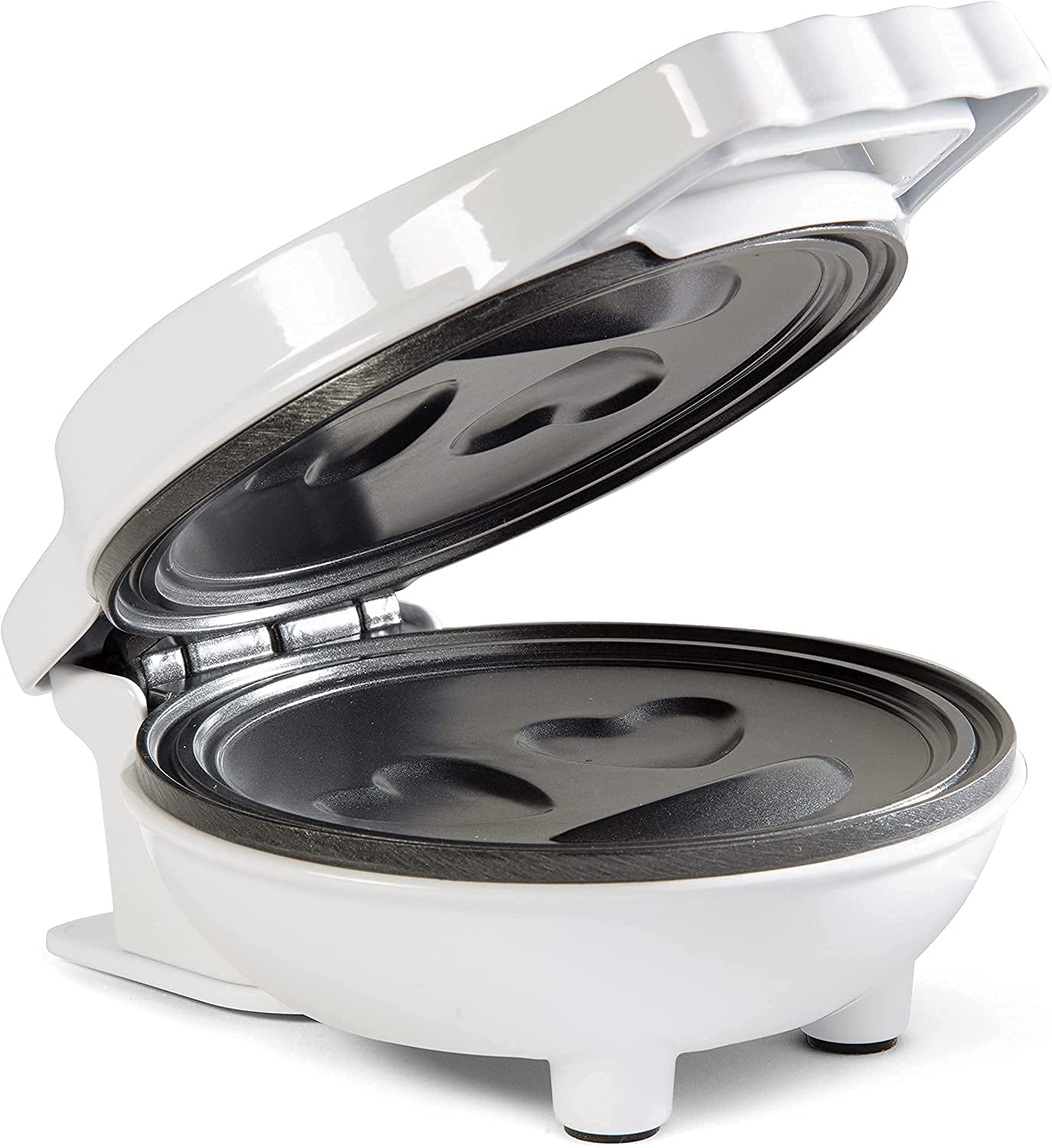 Heart Eyes Emoji Mini Waffle Maker- Valentines Day Breakfast w Cute Personal-Sized 4" Smiley Face Pancakes- Electric NonStick Baker Iron w Recipes- Loving Treat Gift for Her Him- Kids Easy Fun Bake
