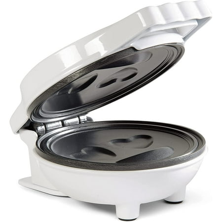 Heart Eye Emoticon Mini Waffle Maker - Make Breakfast Special for Kids with Cute Smiley Face Design 4 Inch Waffler Iron Electric Non Stick Breakfast Appliance