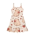thumbnail image 4 of Uourmeti Girls Summer Dress Capybara Sunflower Swing Dresses for Girls Causal Spaghetti Strap A Line Tiered Dresses for Kids Cute Capybara Sundress,13-14y, 4 of 6
