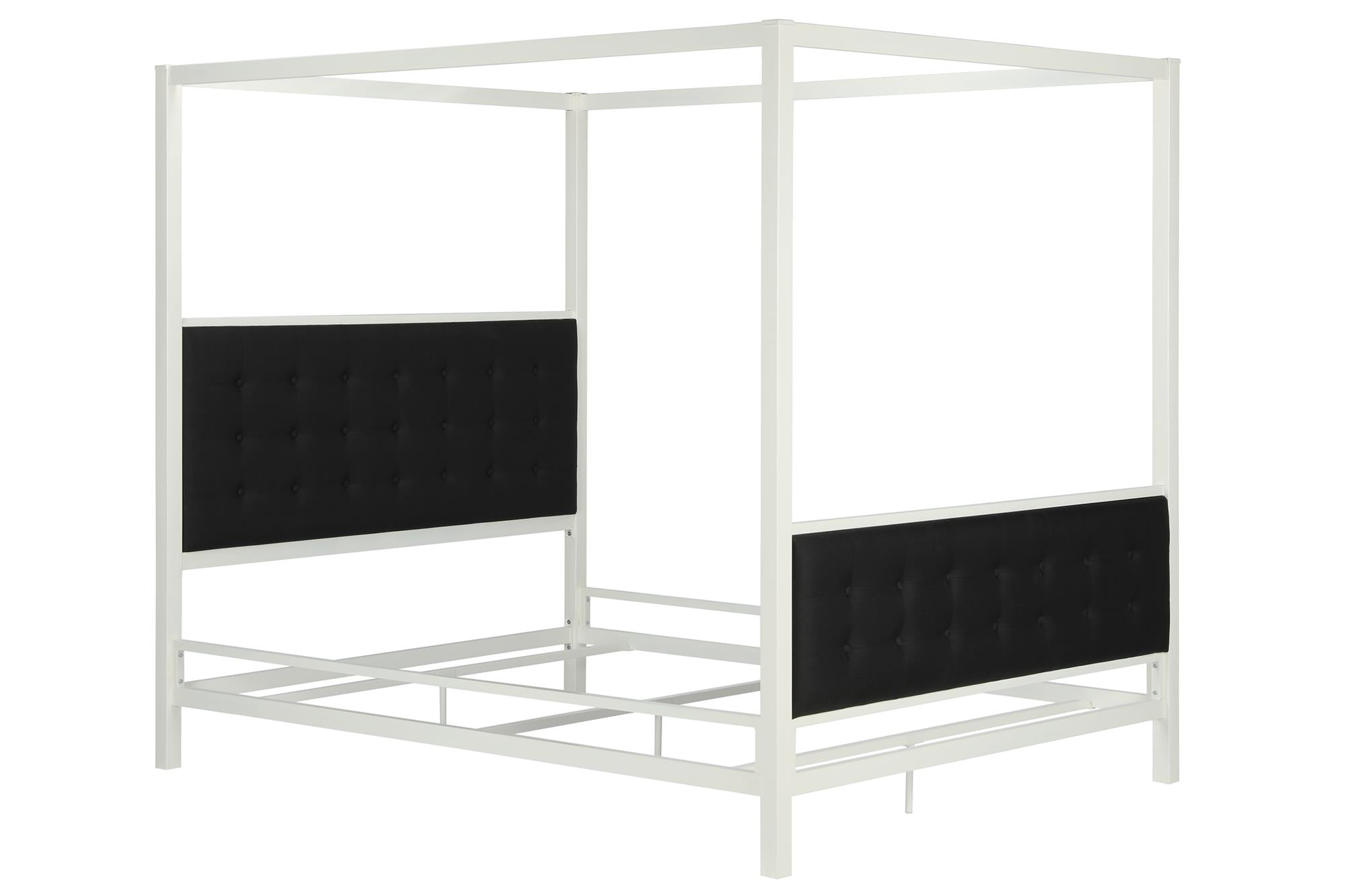 Dhp Soho Modern Canopy Bed White Metal With Black Linen Queen Dhp Soho Modern Canopy Bed White Metal With Black Linen Queen Com