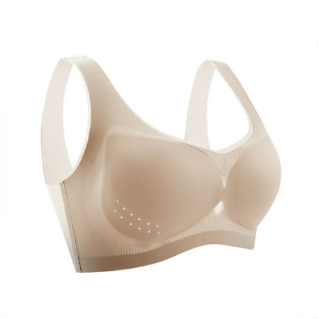 

Qcmgmg Women Comfort T-shirt Support Minimizer Bras Plus Size Full-Coverage Seamless Wireless Bra