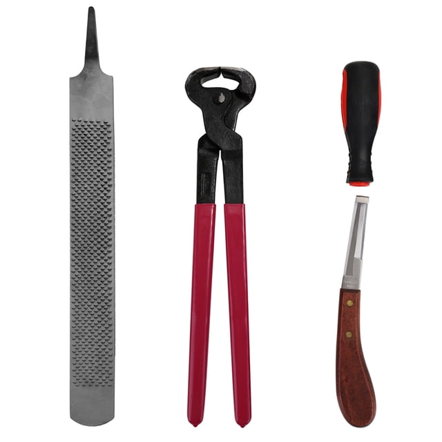 4PCS Horse Farrier Hoof Nipper Trim Shoeing File Rasp Handle Hoof Cutter Tool Horse Care Accessory