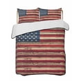 thumbnail image 2 of Quilts Twin Size, Vintage American Flag Soft Comforter Bedding Set for Bed, Retro Red Blue Flag Lightweight Quilted Bedspread with Pillow Cover(2 Pieces) for All Season, 68x86 Inch, 2 of 6