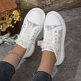 thumbnail image 5 of Womens Lace Sneakers Fashion Mesh Low Cut Canvas Shoes Lace Crochet Lace Up Walking Running Tennis Shoes Lightweight Breathable Flat Wedding Shoes Bridal Sneakers, 38, 5 of 6