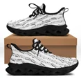 thumbnail image 1 of Zapatillas deportivas planas con estampado de dibujos animados y notas musicales para mujer, cómodas, con cordones, para hombre, 1 of 6