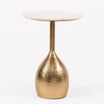 thumbnail image 2 of Modern Round Marble Top Side Table with Hammered Gold Base – Accent End Table for Living Room, Bedroom, or Entryway Décor, 2 of 6