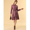 thumbnail image 3 of INSPIRE CHIC Robe à Manches Longues pour Femme, Florale, Évasée, à Nouer à la Taille, Col Smock, 3 of 6