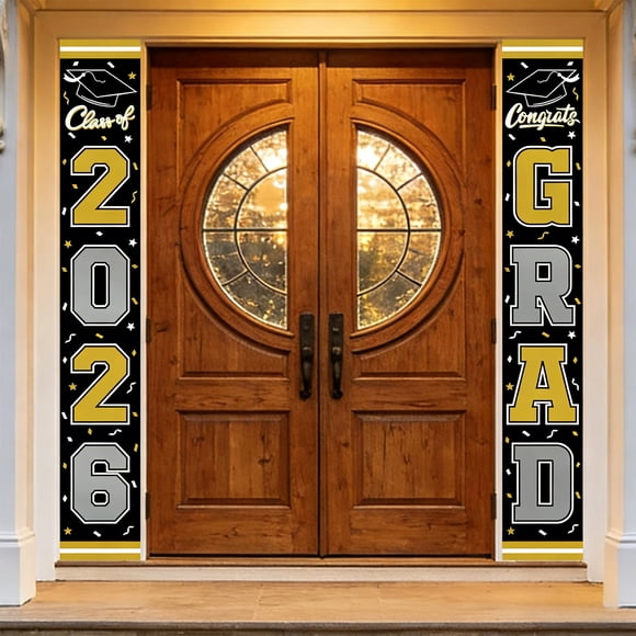 2026 Graduation Porch Banners Congrats Grad Door Decorations Class Of 2026 Hanging Signs For Graduation Party Front Door Decor 71x12in 2Pack