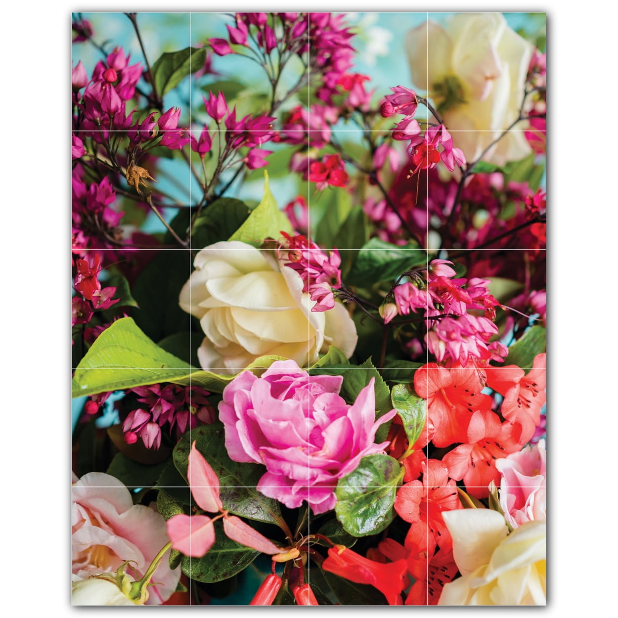 Picture-Tiles.com: Flowers Ceramic Tile Wall Mural WAL500662-45M. 24 W x 30 H using (20) 6 x 6 Ceramic Tiles-Satin Finish