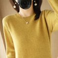 thumbnail image 1 of Chandail Col Rond Automne et Hiver Chandail Femme Couleur Unie Manches Longues Chemise de base Courte Fine, 1 of 6