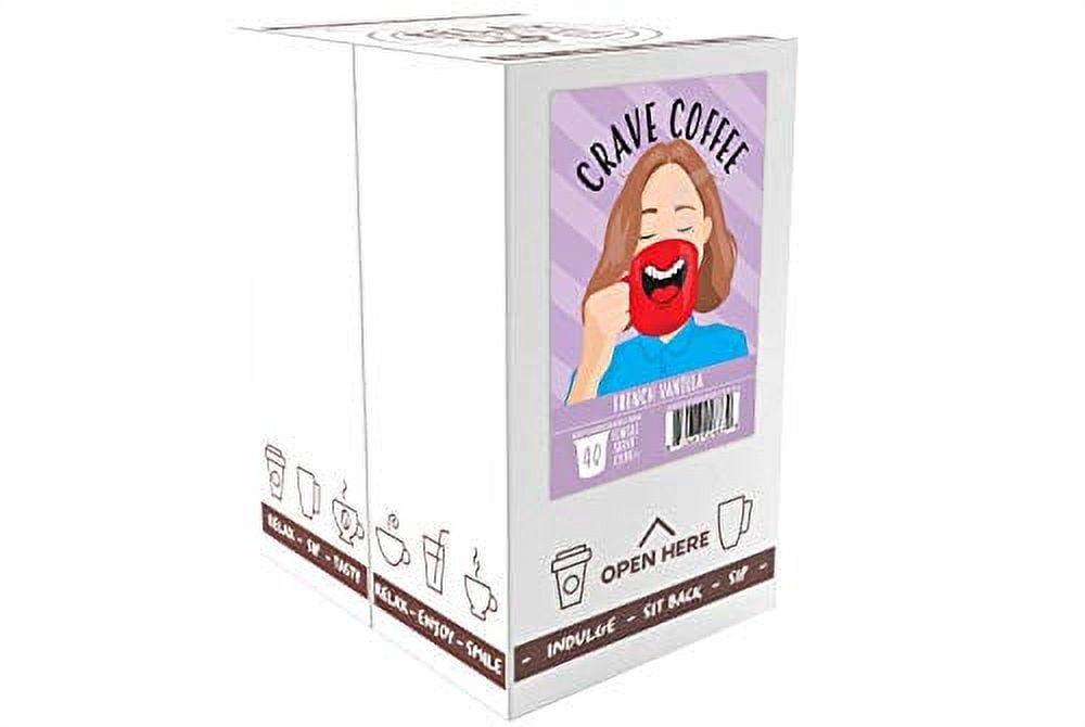 Crave Coffee Flavored Coffee Pods Compatible with 2.0 K-Cup Brewers, French Vanilla 40 Count