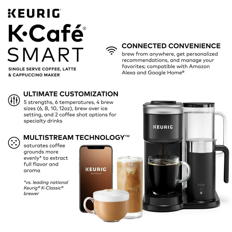 Keurig K-Cafe SMART Single Serve K-Cup Pod Coffee, Latte and Cappuccino  Maker, Black