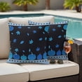 thumbnail image 4 of Blue Pumpkin Outdoor Waterproof Pillow Covers, Fall Thanksgiving Boho Geometric Check Decorative Square Throw Pillowcase Sofa Cushion Sham for Patio/Couch/Chair, 24"x24" 2 Pack, 4 of 8