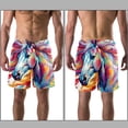 thumbnail image 3 of luoweisi Men's Beach Shorts Quick Dry Swim Trunks with Mesh Lining Horse L, 3 of 5
