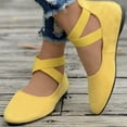 thumbnail image 5 of Xfvqtps Ladys Single Shoes Suede Surface Elastic Ankle Strap Soft Sole Pointy Toe Flats Bottom Ballet Rear Ankle Zipper Shoes New Large Size Shallow Mouth Elastic Flat Shoes Yellow, 5 of 7