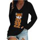 thumbnail image 1 of Camiseta de manga larga suelta con cuello en V y estampado informal a la moda para mujer Pompotops  gfhjh21047, 1 of 4