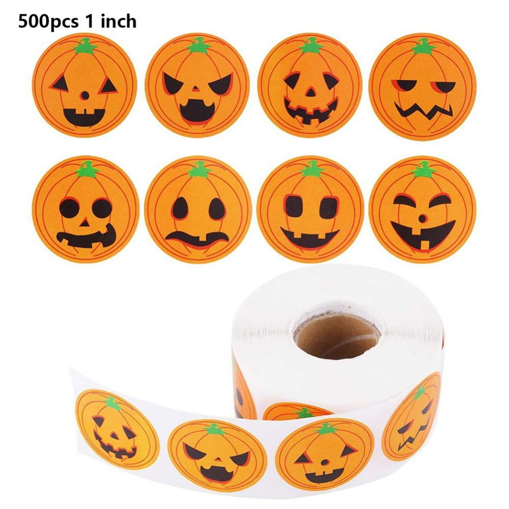 Happy Halloween Pumpkin Stickers labels Trick or Treat Gift Party Favours Bags 
