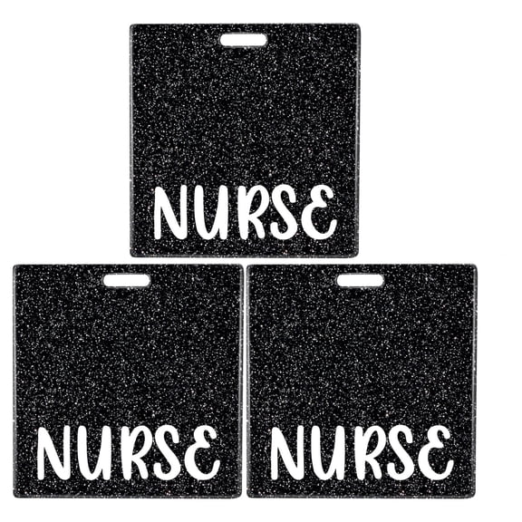 3 Pack Plifal Nurse Badge Buddy Card – Glitter Multi-Color Nursing Accessories, Horizontal Badge Identification Tags for Nurses, Stylish Sparkly Badge ID Cards