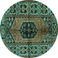 thumbnail image 1 of Ahgly Company Machine Washable Indoor Round Persian Turquoise Blue Traditional Area Rugs, 3' Round, 1 of 4