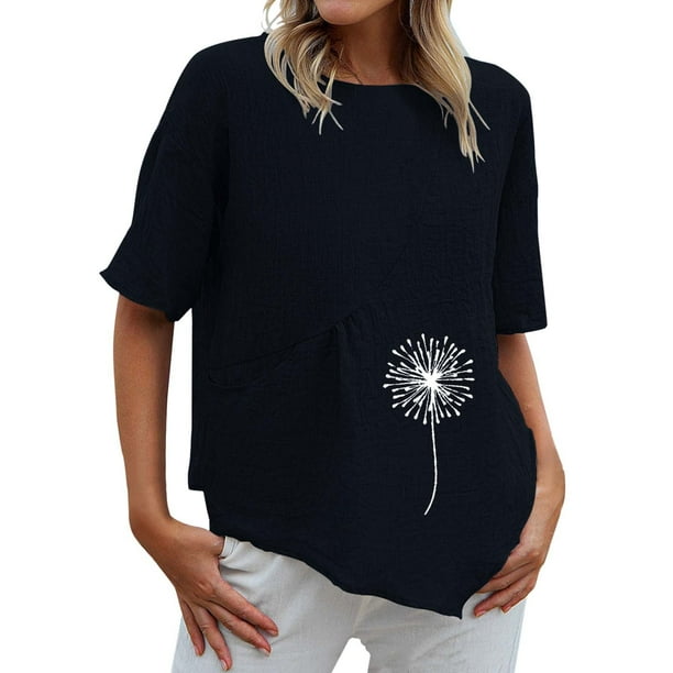Moda Mujer Verano Casual Manga Corta Cuello Redondo Estampado Blusa Camiseta Wmkox8yi bvn1293