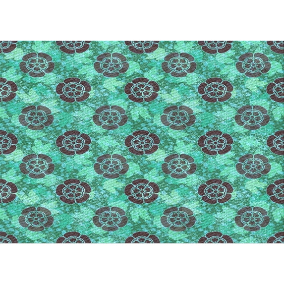 Ahgly Company Machine Washable Indoor Rectangle Transitional Turquoise Green Area Rugs, 3' x 5'