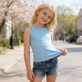 thumbnail image 4 of Tiijoy Summer Girls Ribbed Tank Top Casual Solid Crewneck Sleeveless Shirt, Sizes 2-12, 4 of 6