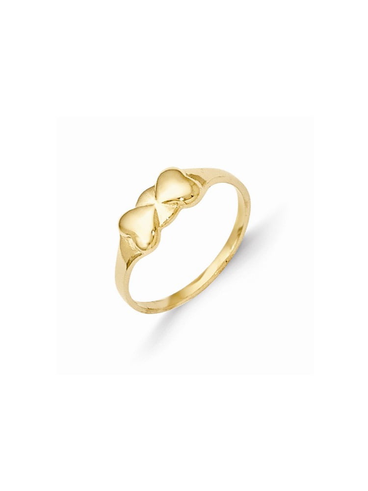 14K Yellow Gold Cut Out Heart Baby Ring Size 2 Madi K Children's Jewelry 