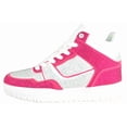 thumbnail image 2 of La Sheelah Flat Women High Top Fashion Sneakers Chelsea Shoes Lace Up Rhinestone Bling Sparkly Studs RICH-42 Hot Pink Fuchsia / White 7.5, 2 of 4