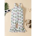 thumbnail image 3 of Bagilaanoe Toddler Baby Girl Easter Jumpsuit Sleeveless Cartoon Print Romper Overalls 12M 18M 24M 3T 4T 5T Kids Long Flared Pants Casual Outfits, 3 of 8
