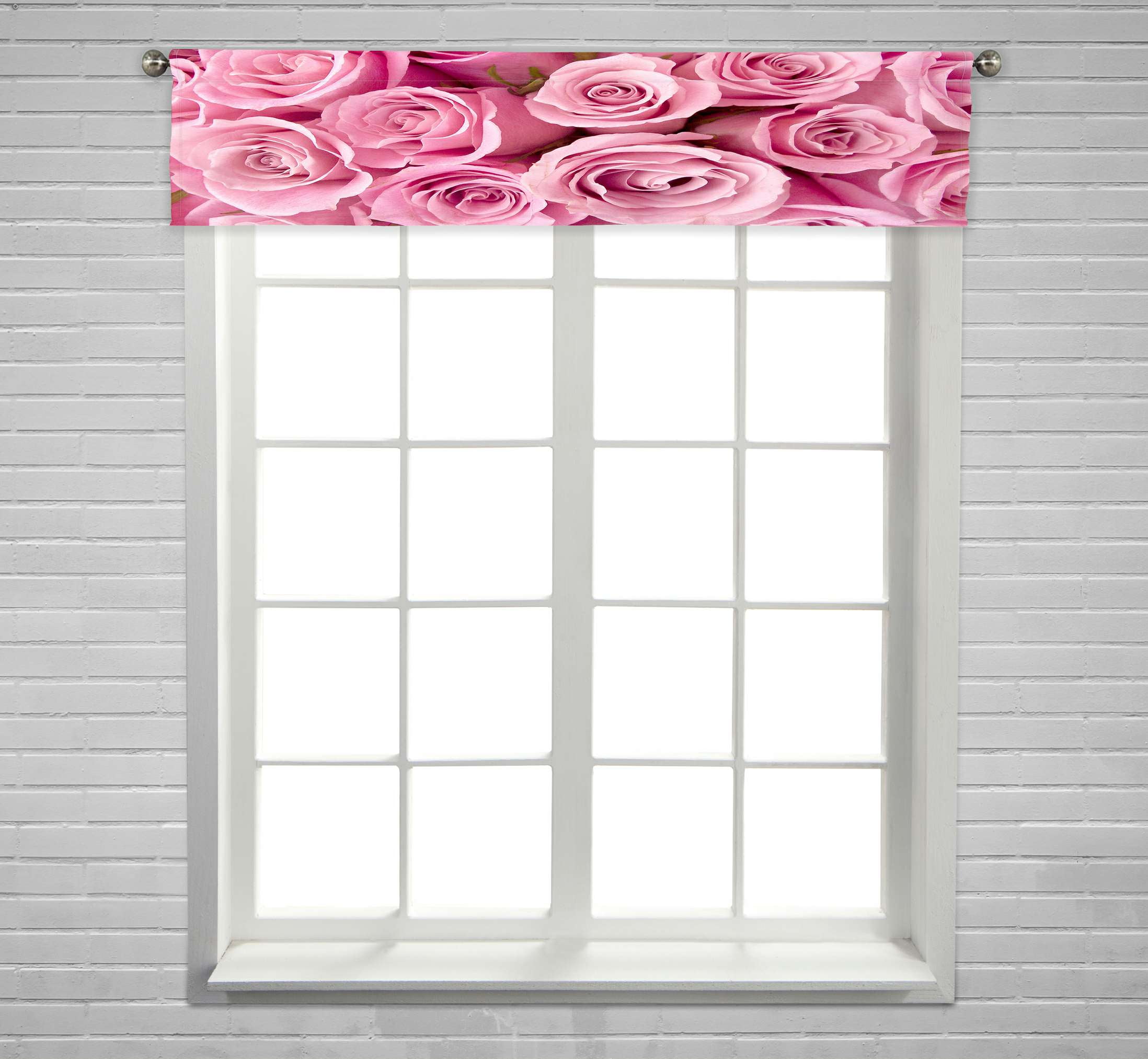 ECZJNT Bright pink roses Window Curtain Valance Rod Pocket Size 54x12