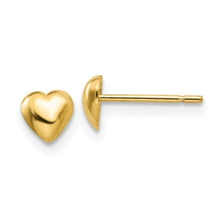 14k Yellow Gold Heart Post Earrings - .6 Grams