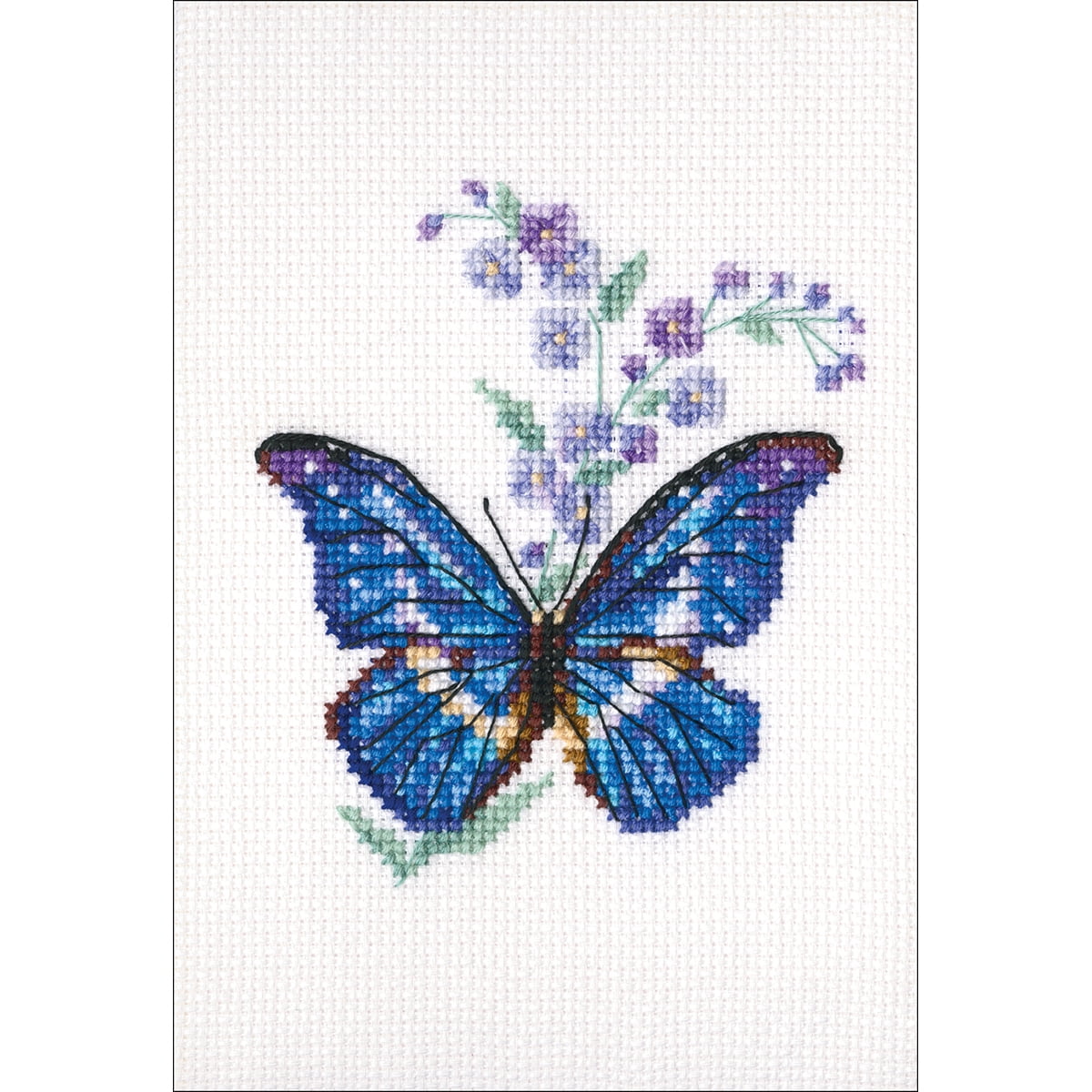 Polemonium & Butterfly Counted Cross Stitch Kit, 3.25" x 3.75", 16