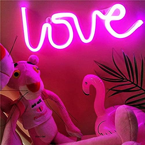 Neon Art Love Signs Light LED Love Kids Gift Carpa decorativa Letrero para pared Dormitorio Banquete de boda Bar Pub Hotel Playa Recreativo, (Rosa) ZefeiWu 8390613888938