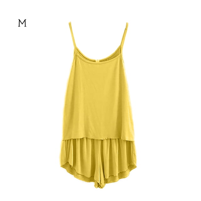 Conjunto de pijamas de 2 piezas para mujer, chaleco sexy, pantalones cortos, ropa de dormir, ropa de dormir, amarillo, M Noticed AP001253-36